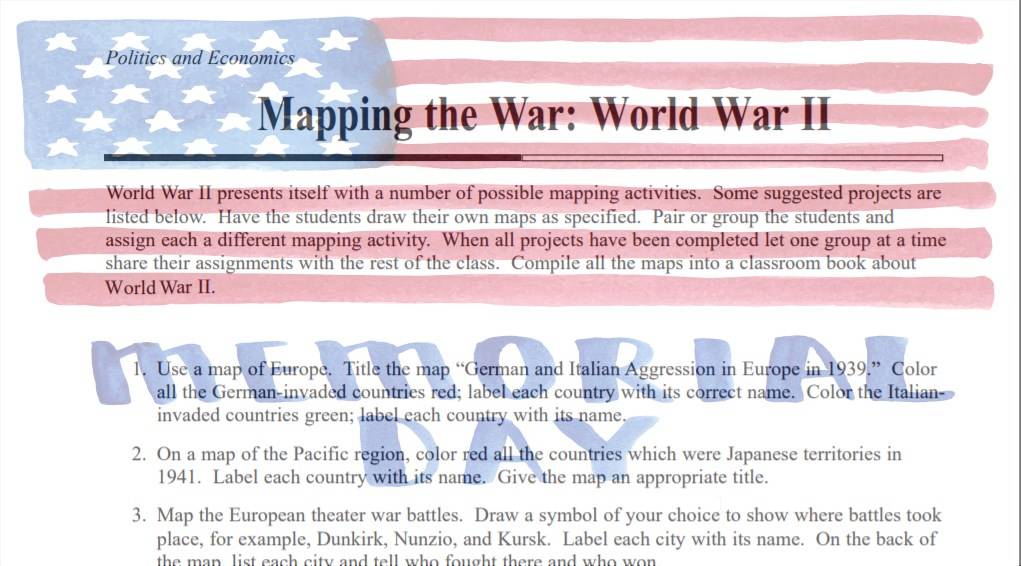 Mapping the War: World War II Printable (5th - 8th Grade) - TeacherVision
